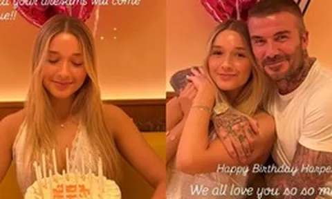 Victoria tung ảnh mới toanh Harper Beckham trong vòng tay bố đón tuổi 14, visual "tiểu thư tài phiệt" sang - xịn gây sốt