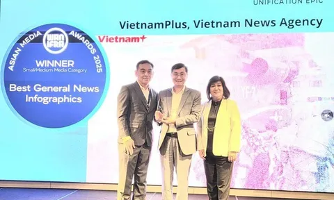 VietnamPlus lần thứ 2 liên tiếp trong năm 2025 nhận giải thưởng báo chí quốc tế WAN-IFRA