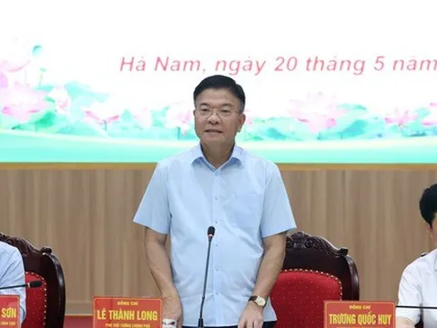 Phó Thủ tướng Lê Thành Long làm việc với tỉnh Hà Nam về triển khai dự án xây dựng Khu Đại học Nam Cao