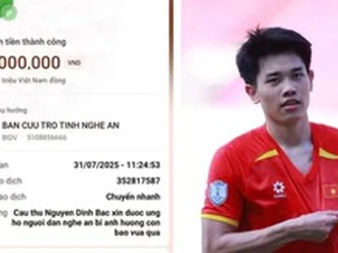 Trở về sau chiến thắng trước Indonesia, ngôi sao U23 Việt Nam lập tức chuyển tiền quyên góp cho quê nhà