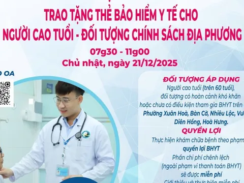 TPHCM: Bệnh viện khám bệnh, tặng thẻ BHYT cho 300 người cao tuổi cuối tuần này